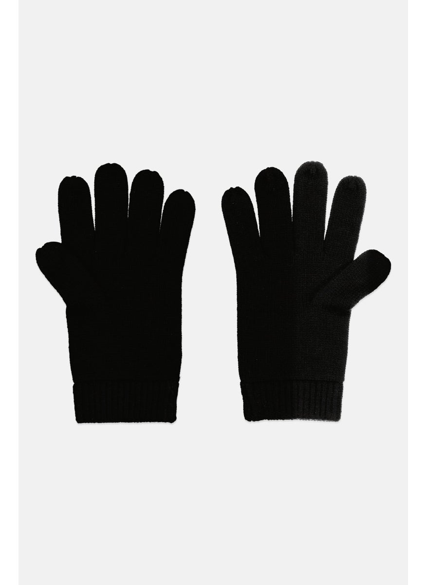 Michael Kors Men Brand Logo Knitted Gloves, Black  - Image 2