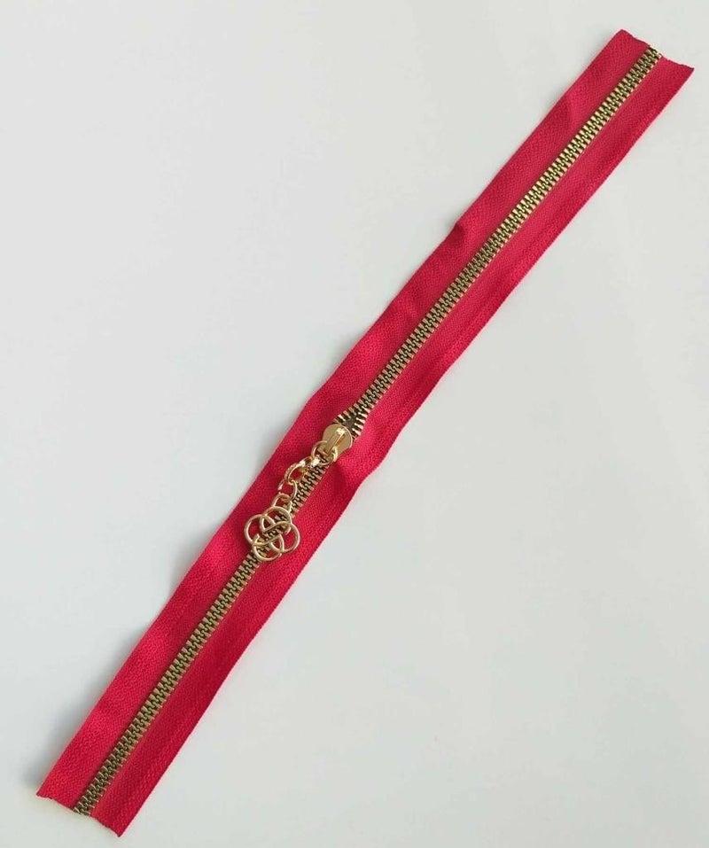 Angel Çanta Aksesuar Angel Bag Accessory Headed Zipper 30 cm Light Gold Metal Red 