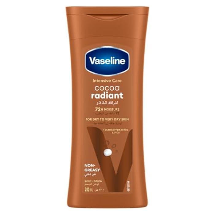 Vaseline Lotion intensive care cocoa radiant made with 100% pure cocoa butter for a natural glow 200ML - Image 1