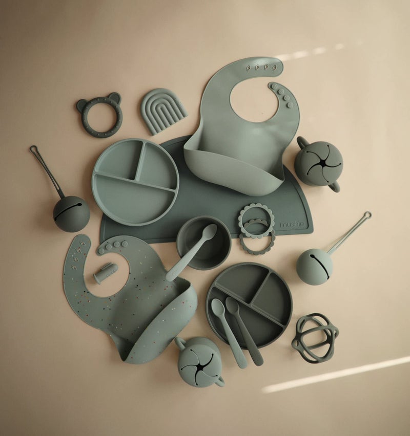 mushie Silicone Baby Teether Ball Toy (Dried Thyme) - Image 4