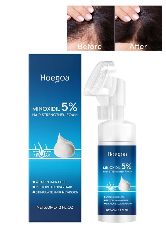 HOEGOA Minoxidil 5% Hair Strengthen Foam 60ml, Weaken Hair Loss, Restore Thining Hair and Stimulate Hair Newborn, Reduce Thinning and Hair Loss for Men and Women - Image 1