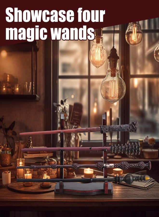 Marsui 4 Tiered Wooden Magic Wand Holder and Display Stand, Wood Wand Stand Magic Rack for Desktop Display Decoration(Wood Color) - Image 4