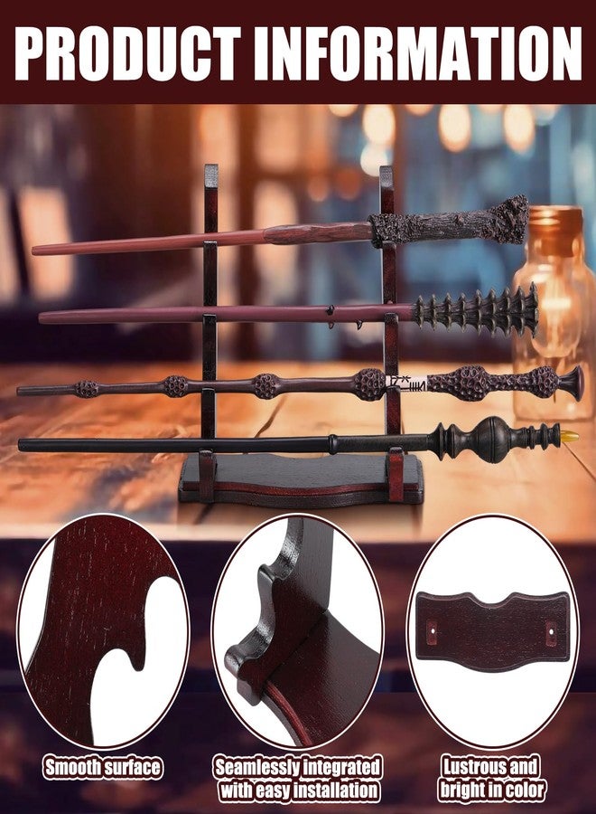 Marsui 4 Tiered Wooden Magic Wand Holder and Display Stand, Wood Wand Stand Magic Rack for Desktop Display Decoration(Wood Color) - Image 3