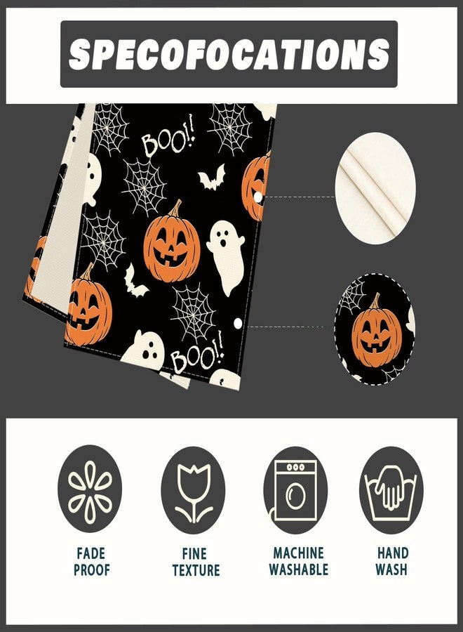 XCHI Boo Spooky Ghost Pumpkin Halloween Table Runner Burlap Table Decoration for Home Kitchen Dining Dinner Indoor Holiday Farmhouse Decor 13x72 Inch - Image 5