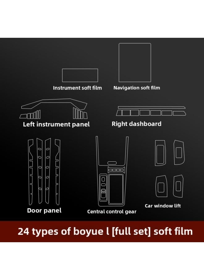 Generic - 24 Geely Boyue L Special Interior Film Screen Protective Film Central Console Film Instrument Panel Modified Transparent Film-Color:24 Models Of Boyue L_navigation + Instrument Tpu Soft Film - Image 1