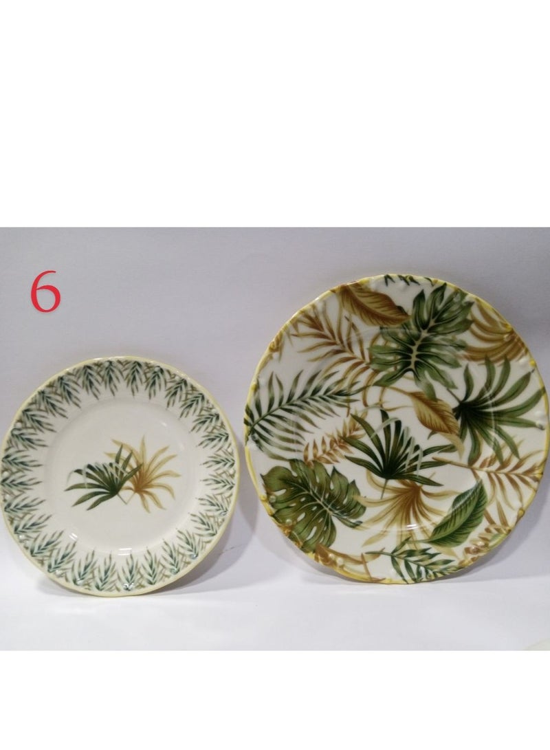 Turkish Porcelain Dinner Set – 43 Pieces : 6 large plates, 6 small plates, 6 deep large plates, 6 large soup bowls, 6 large coffee mugs, 3 serving plates in different sizes, 2-tier serving stand, 4-piece serving set, 2 fruit plates, 2 salt shakers, 1 large salad bowl. - Image 3