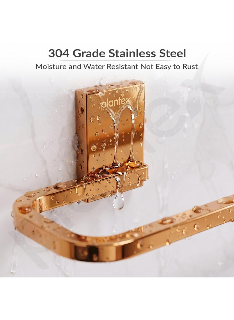 Plantex 304 Grade Stainless Steel Napkin Holder for Wash Basin/Towel Holder for Bathroom/Towel Holder/Towel Ring/Bathroom Accessories - Crystal (PVD Rose Gold) - Image 3
