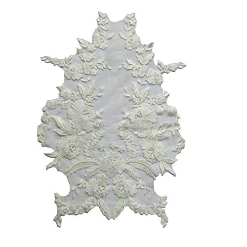 FEEPOP Lace Fabric Cotton Embroidered Applique DIY High-end Wedding Dress Accessories Handmade (Color B) - Image 1