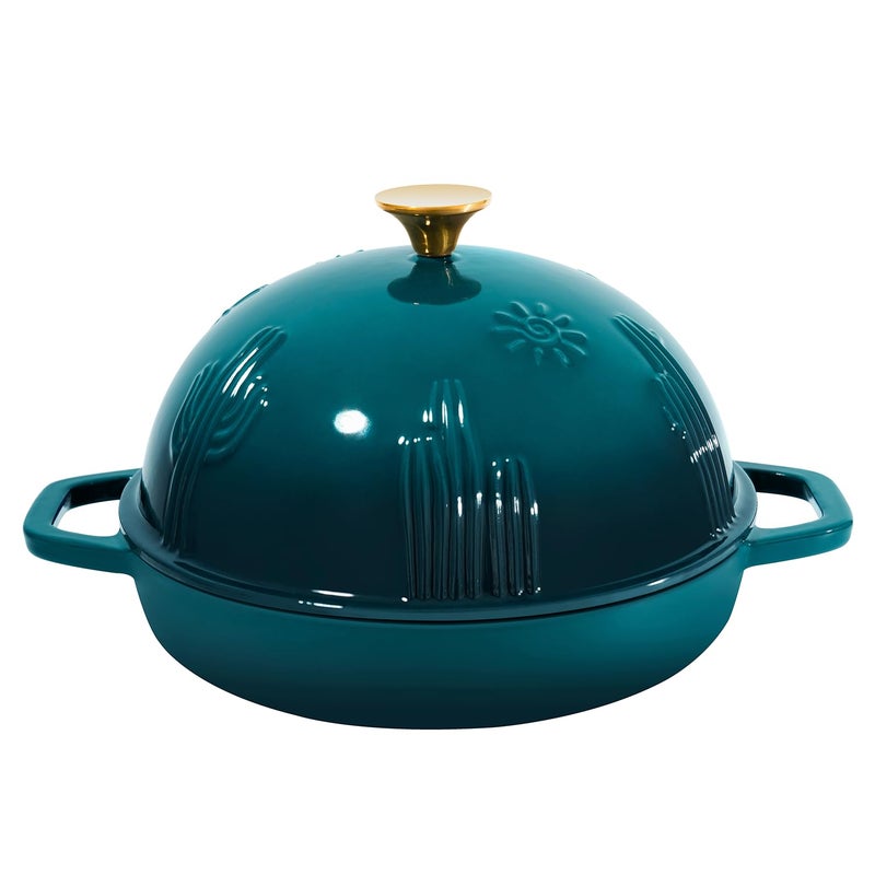 Flavehc Cast Iron Bread Oven With Cloche Lid for Baking - Yellow Enameled Dutch Oven With Dome Lid for Sourdough - 5 qt - Image 1