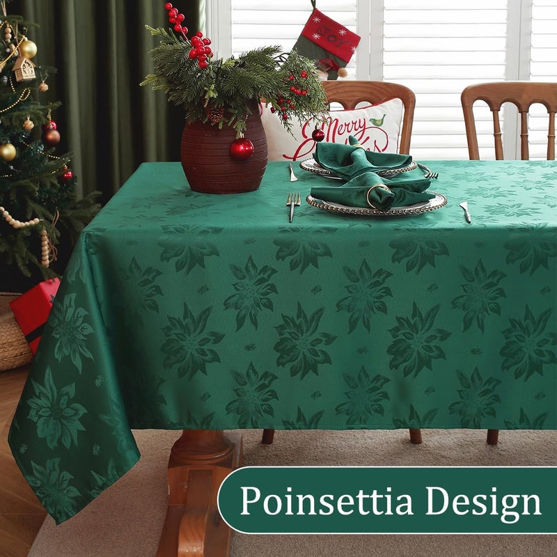 SASTYBALE Christmas Cloth Napkins 20 x 20 Inch Christmas Poinsettia Flowers 4 Pieces Washable Comfortable Napkins for Xmas Holiday Decoration Green 20 X 20 Napkin - Image 2