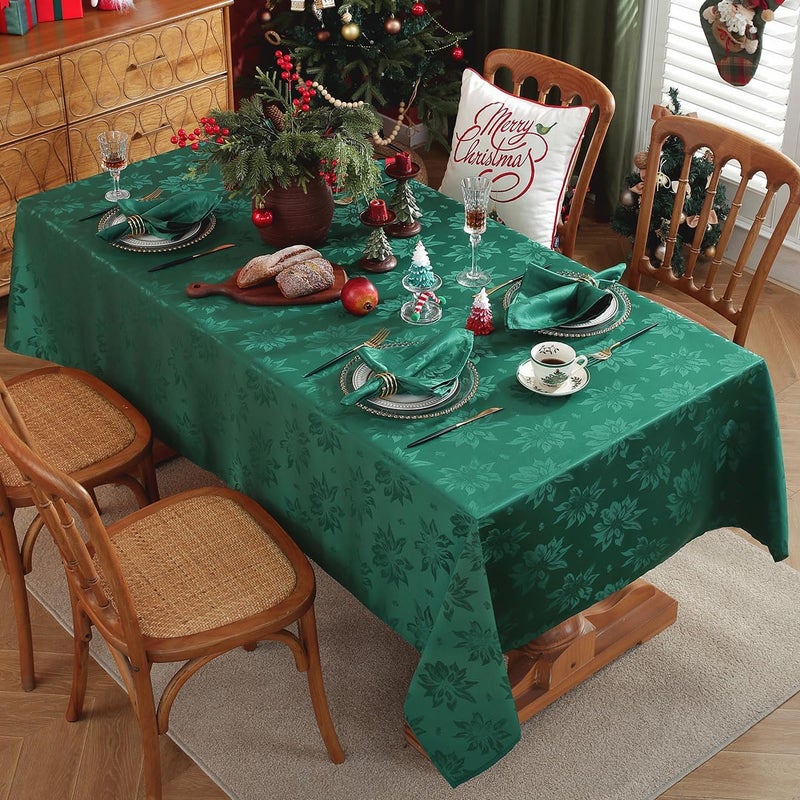 SASTYBALE Christmas Cloth Napkins 20 x 20 Inch Christmas Poinsettia Flowers 4 Pieces Washable Comfortable Napkins for Xmas Holiday Decoration Green 20 X 20 Napkin - Image 3