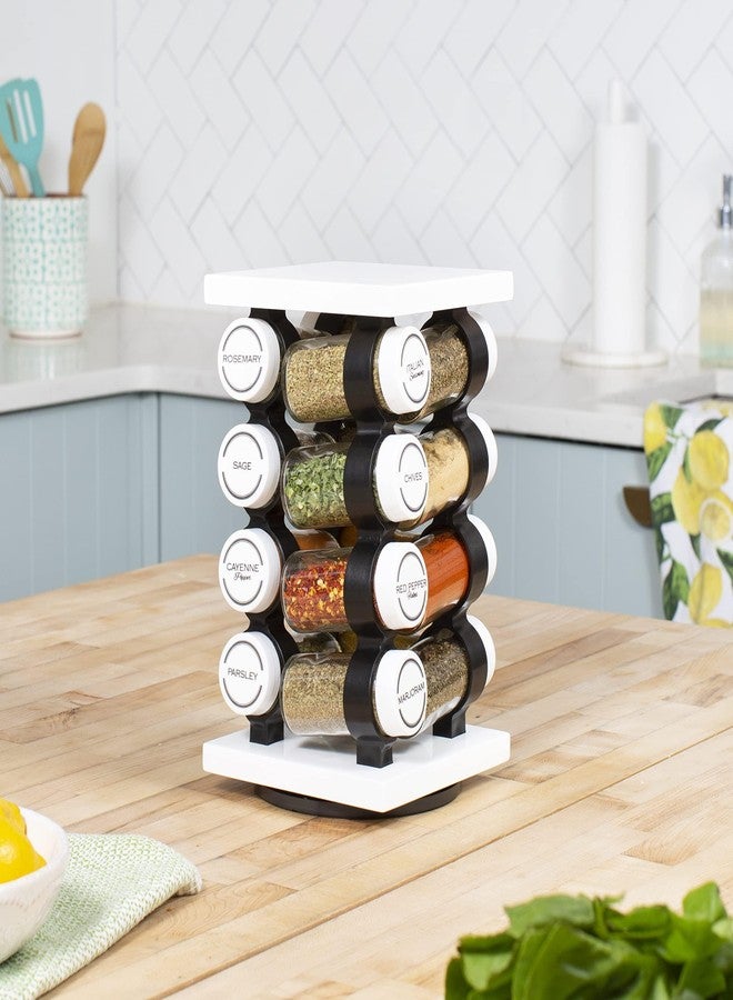 Orii Spice Rack 16 Jar Set White Filled with Spices - Rotating Standing Rack Shelf Holder & Countertop Spice Rack Tower Organizer for Kitchen Spices - Image 3