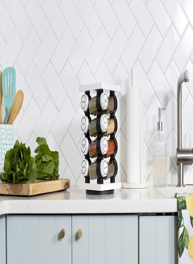 Orii Spice Rack 16 Jar Set White Filled with Spices - Rotating Standing Rack Shelf Holder & Countertop Spice Rack Tower Organizer for Kitchen Spices - Image 5