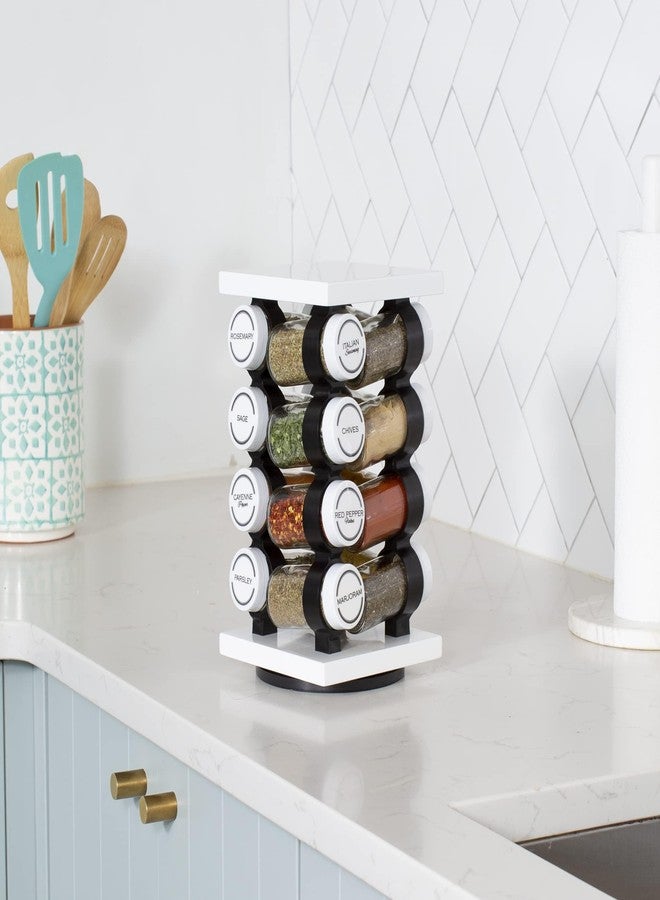 Orii Spice Rack 16 Jar Set White Filled with Spices - Rotating Standing Rack Shelf Holder & Countertop Spice Rack Tower Organizer for Kitchen Spices - Image 4