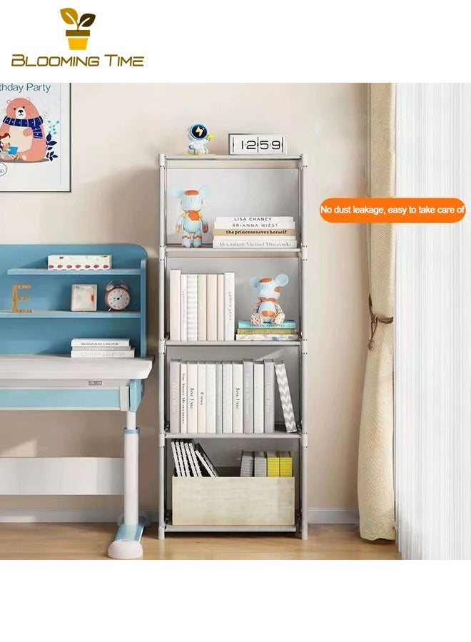 BLOOMING TIME Simple Bookcase, Floor Standing Bookcase, Simple Student Children Creative Storage Cabinet, 5 Tier Assembled Bookcase, Dustproof All-in-One Bookcase, Simple Shelf with Back Circle - Image 4