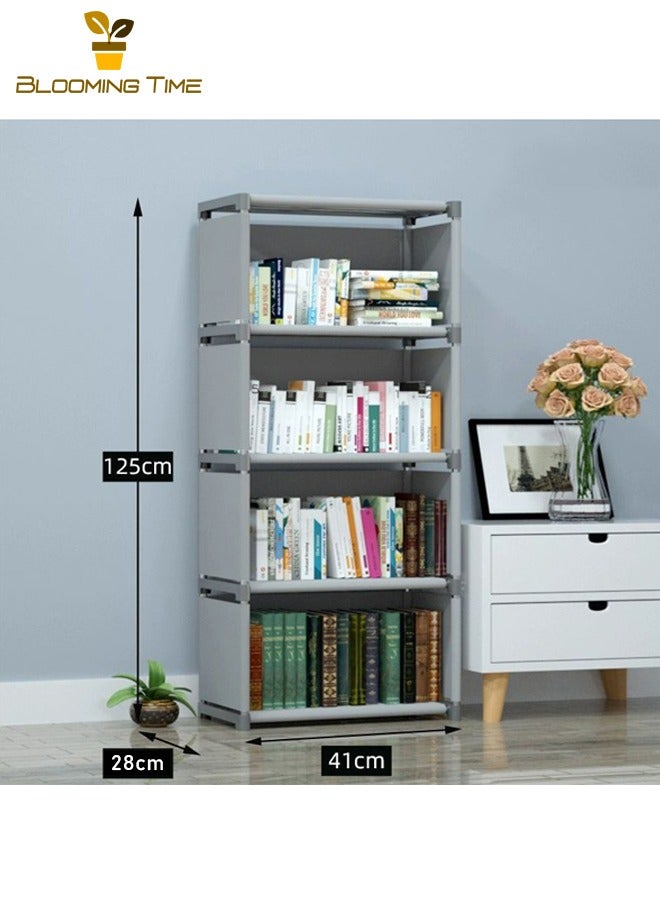 BLOOMING TIME Simple Bookcase, Floor Standing Bookcase, Simple Student Children Creative Storage Cabinet, 5 Tier Assembled Bookcase, Dustproof All-in-One Bookcase, Simple Shelf with Back Circle - Image 5