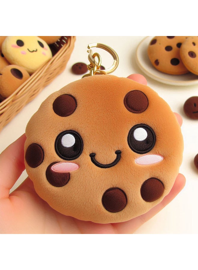 Cute Cookie Key Chain Pendant Bag Accessories Biscuit Coin Purse Pendant Plush Wholesale-Specifications:Support Customization-Color:Brown  - Image 3