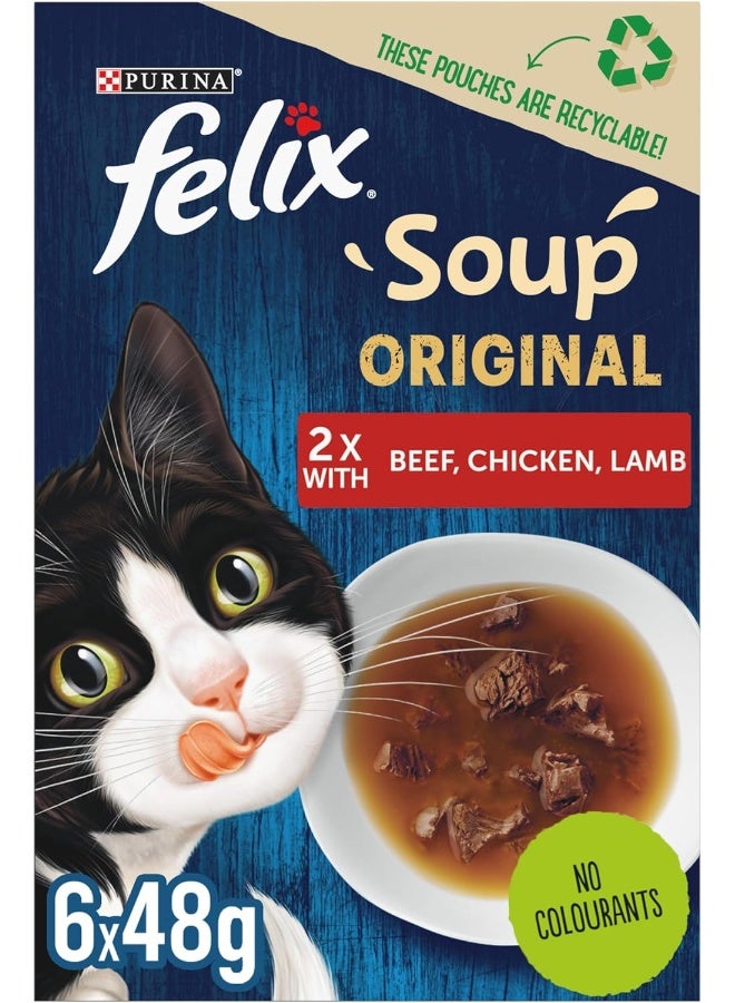 Felix Purina Felix Soup Tender Strips (With Beef, Chicken, Lamb), Blue - Image 1