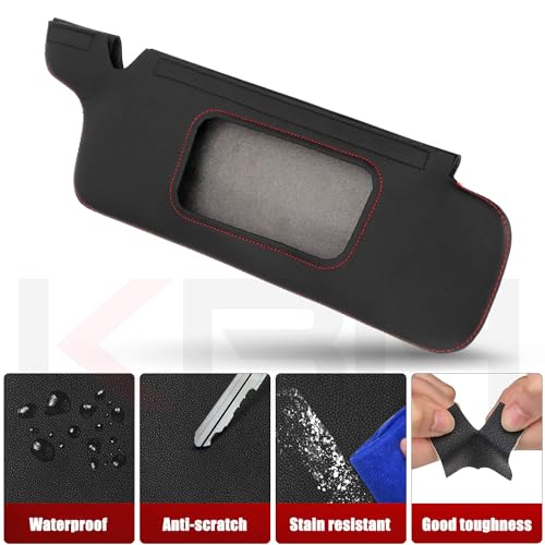 KBH Sun Visor Protector Cover for Ford Mustang 1994-2004, Vinyl Leather, Left & Right Side Sunvisors Cover, Anti-Scratch, Black-Red Stitch (Leather Covers Only) - Image 4