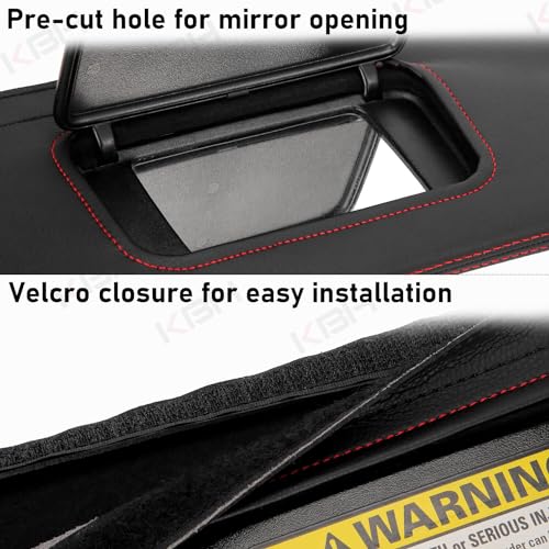 KBH Sun Visor Protector Cover for Ford Mustang 1994-2004, Vinyl Leather, Left & Right Side Sunvisors Cover, Anti-Scratch, Black-Red Stitch (Leather Covers Only) - Image 2