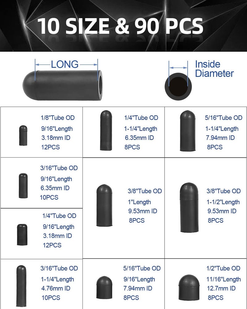 Easily 90 PCS Rubber Vacuum Caps Plug Kit - Assorted Sizes for Automotive Use - Image 2