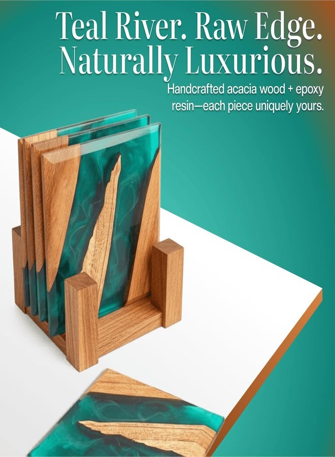 Cultured Creation | Wood Coasters Set of 4 | Drink Coasters for Coffee Table Decor & Tabletop Protection | Wood Resin Coaster for Indoor & Outdoor Use | Ideal Gift - Image 2