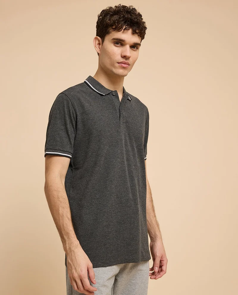 R&B Contrast Tipping Polo T-Shirt with Short Sleeves