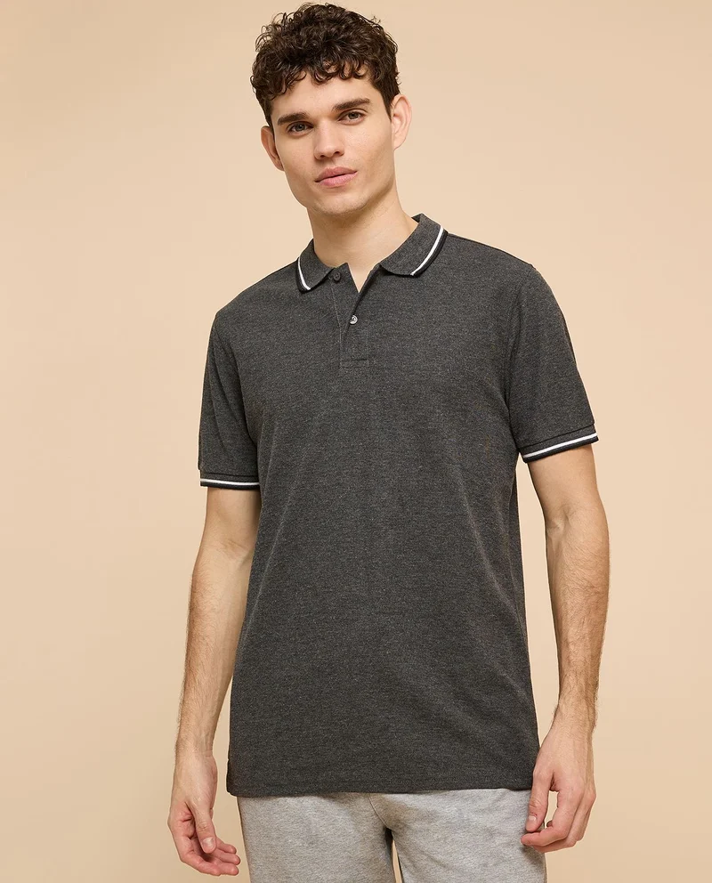 R&B Contrast Tipping Polo T-Shirt with Short Sleeves