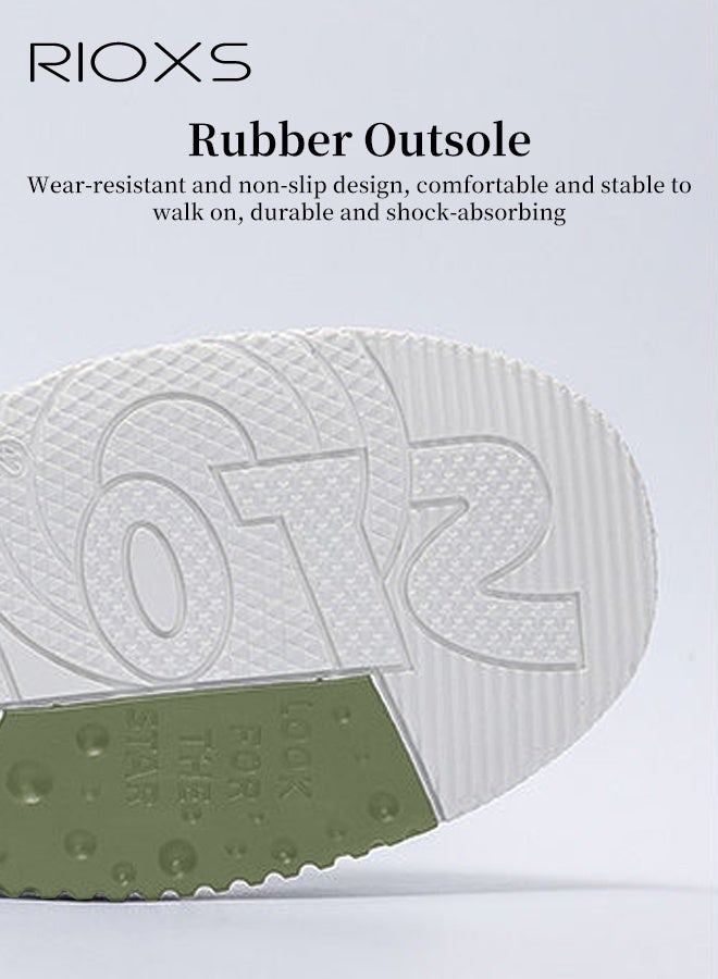 RIOXS Men's Athlesiure Shoes, Trendy Street Skate Shoes, Comfortable Versatile Sneakers For Men, Lace-Up Casual Athletic Shoes, Non-Slip Walking Shoes, Mens Thick-Soled Skateboarding Sneakers, Fashion Tennis Shoes Streetwear Sneakers, Classic Green Trainers Men's Footwear - Image 4