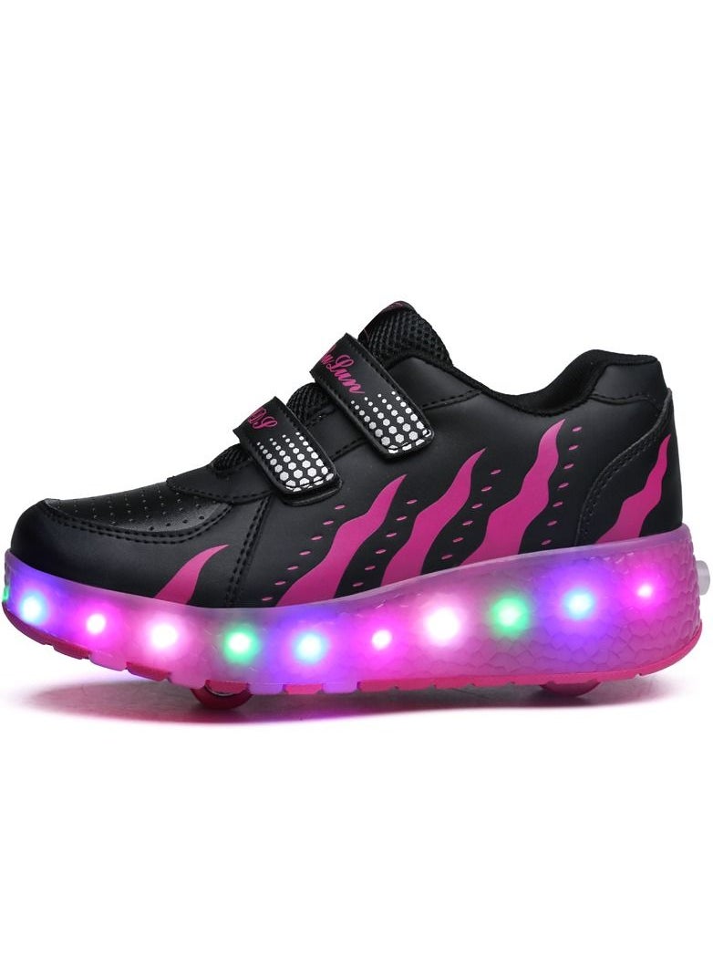 Loquat LED Light Up Roller Skates Wheel Shoes for Kids Purple  - Image 2