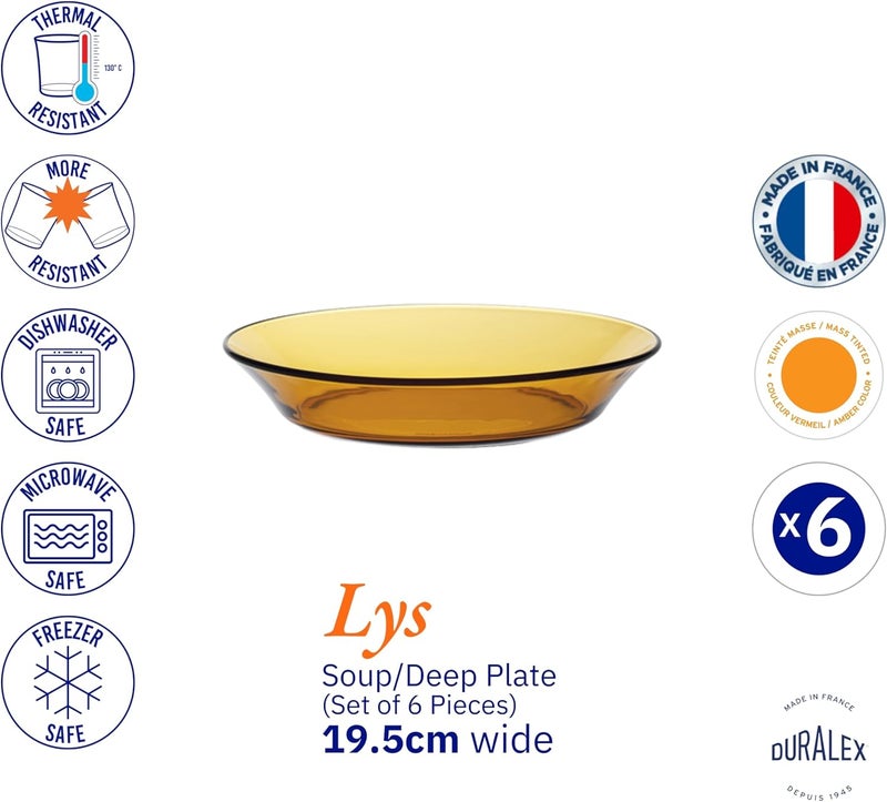 DURALEX طقم 6 سلطانيات زجاجية ديراليكس 3007DF06 فيرميل 195 سم - Image 5