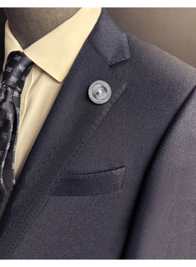 HomeNoor Classic Sunburst Brooch, Engraved Round Lapel Pin, Premium Suit Accessory for Business, Wedding, Formal & Casual Wear, Perfect Gift for Men & Women - Image 3