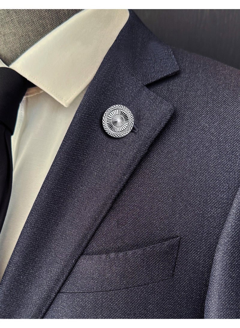 HomeNoor Classic Sunburst Brooch, Engraved Round Lapel Pin, Premium Suit Accessory for Business, Wedding, Formal & Casual Wear, Perfect Gift for Men & Women - Image 1
