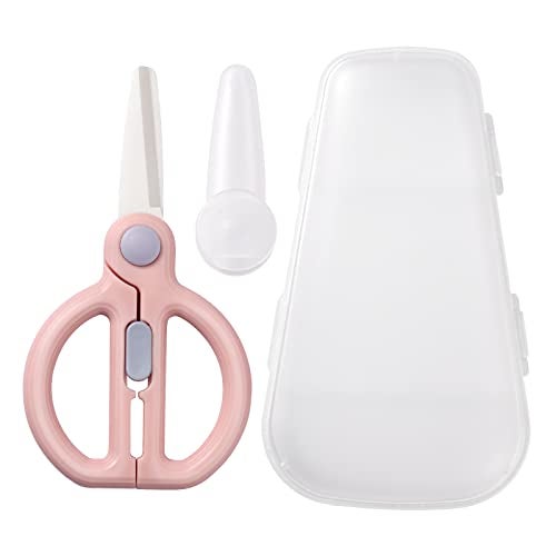Artenny Baby Food Scissors with Travel Case, Ceramic Food Scissors Kids, Toddler Scissor with Safety Lock, Ideal for Pizza, Meats, Noodles, Vegetables, and Fruits (C) - Image 1