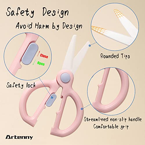 Artenny Baby Food Scissors with Travel Case, Ceramic Food Scissors Kids, Toddler Scissor with Safety Lock, Ideal for Pizza, Meats, Noodles, Vegetables, and Fruits (C) - Image 3