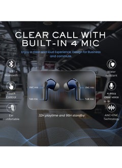 TCH L10 Wireless Earbuds Noise Cancellation ENC", Bluetooth 5.3, "Stereo" Sound earbud, IPX4 Water Resistance, Voice Assistant, 13mm Earphones, "AI-Enhanced Calls, 2 Mics, 32-Hour Battery  - Image 4