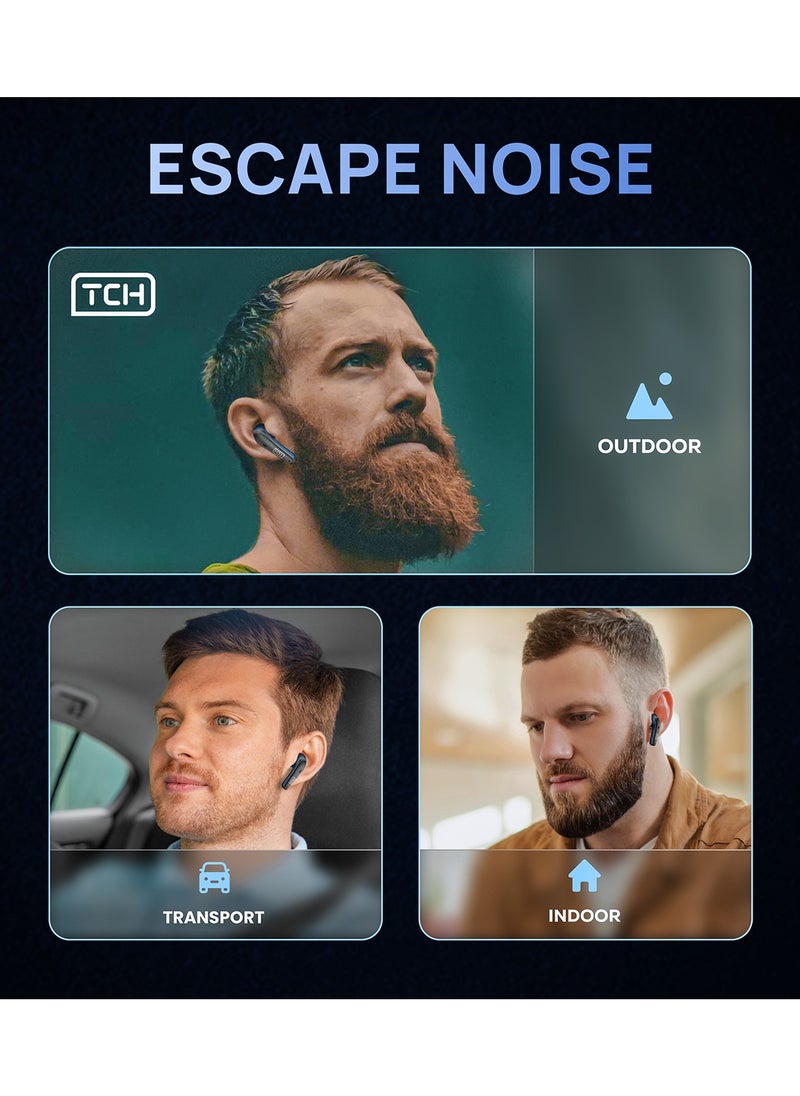 TCH - L10 Wireless Earbuds Noise Cancellation ENC", Bluetooth 5.3, "Stereo" Sound earbud, IPX4 Water Resistance, Voice Assistant, 13mm Earphones, "AI-Enhanced Calls, 2 Mics, 32-Hour Battery - Image 1