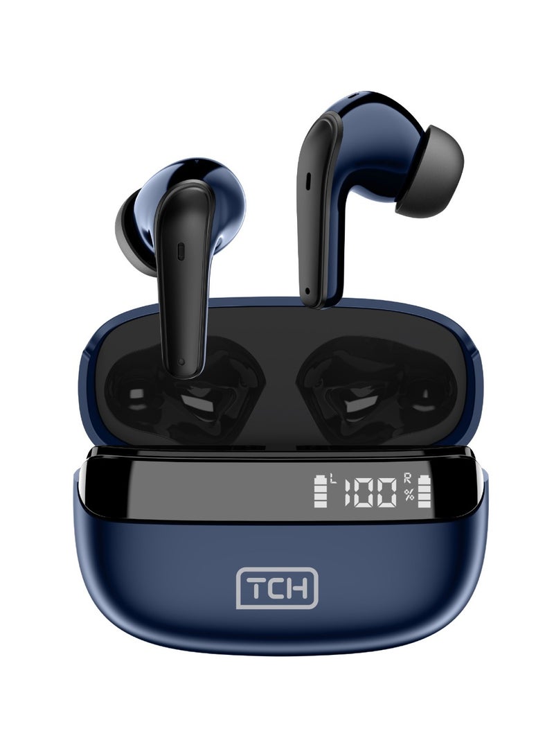 TCH Wireless Earbuds L10 ENC NAVY-BLUE Bluetooth 5.3, Stereo Sound, IPX4 Water Resistance, Voice Assistant, 13mm Earphones, "AI-Enhanced Calls, 2 Mics, 30-Hour Battery, Touch Control, Android-IOS - Image 1