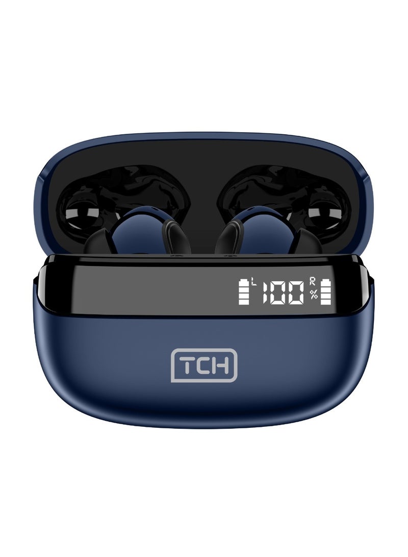 TCH Wireless Earbuds L10 ENC NAVY-BLUE Bluetooth 5.3, Stereo Sound, IPX4 Water Resistance, Voice Assistant, 13mm Earphones, "AI-Enhanced Calls, 2 Mics, 30-Hour Battery, Touch Control, Android-IOS - Image 3
