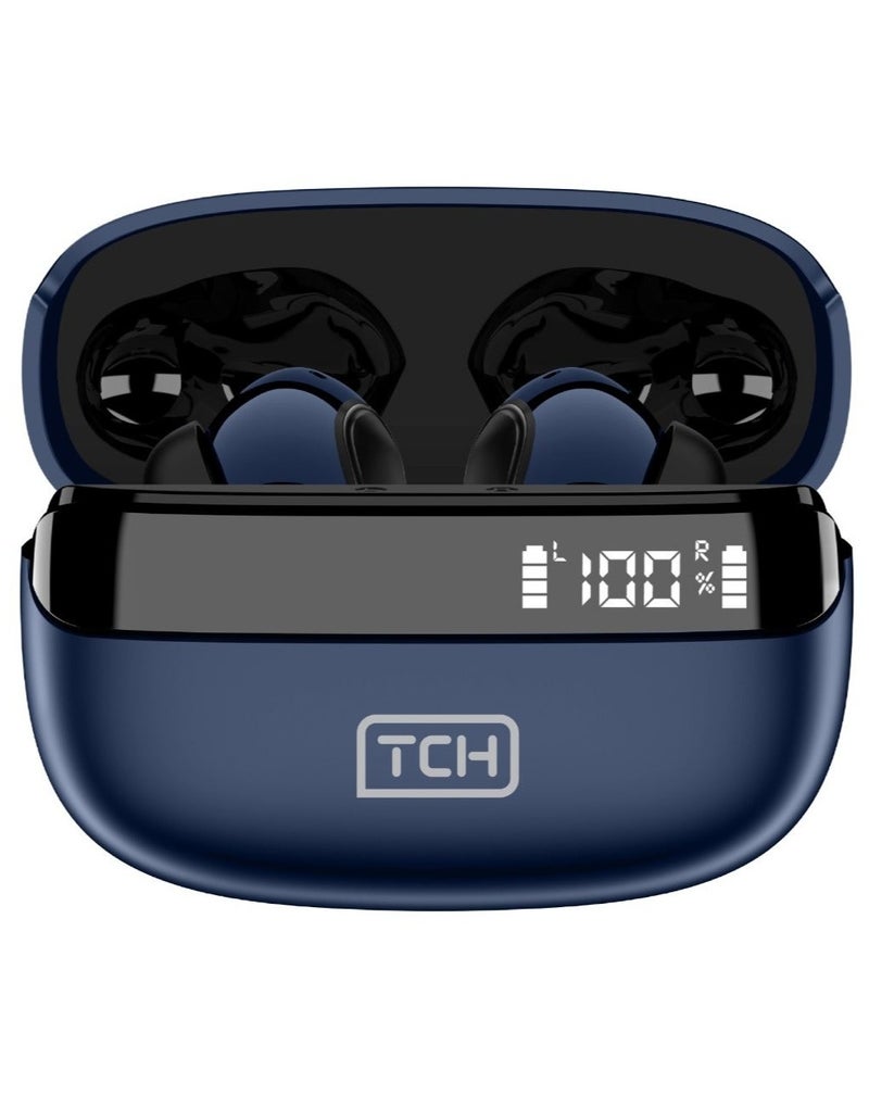 TCH Wireless Earbuds L10 ENC NAVY-BLUE Bluetooth 5.3, Stereo Sound, IPX4 Water Resistance, Voice Assistant, 13mm Earphones, "AI-Enhanced Calls, 2 Mics, 30-Hour Battery, Touch Control, Android-IOS - Image 3