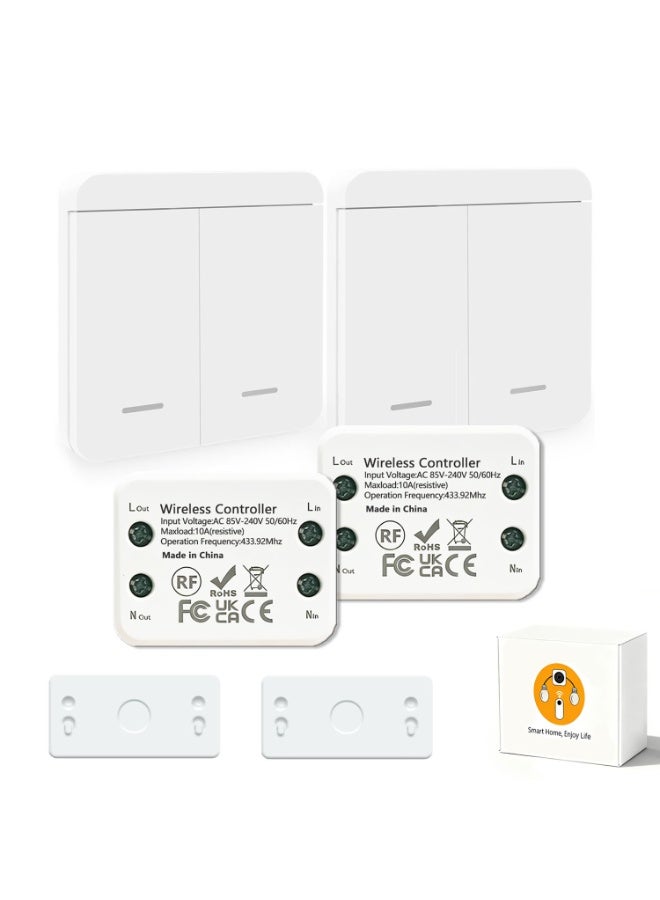 اللاسلكي ضوء مفتاح التحكم عن بعد مجموعة مستقرة إشارة RF433 لا أسلاك مطلوبة لمكتب تجديد المنزل 30m نطاق 10A حمولة CE معتمدة - Image 1