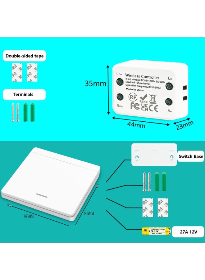 اللاسلكي ضوء مفتاح التحكم عن بعد مجموعة مستقرة إشارة RF433 لا أسلاك مطلوبة لمكتب تجديد المنزل 30m نطاق 10A حمولة CE معتمدة - Image 4