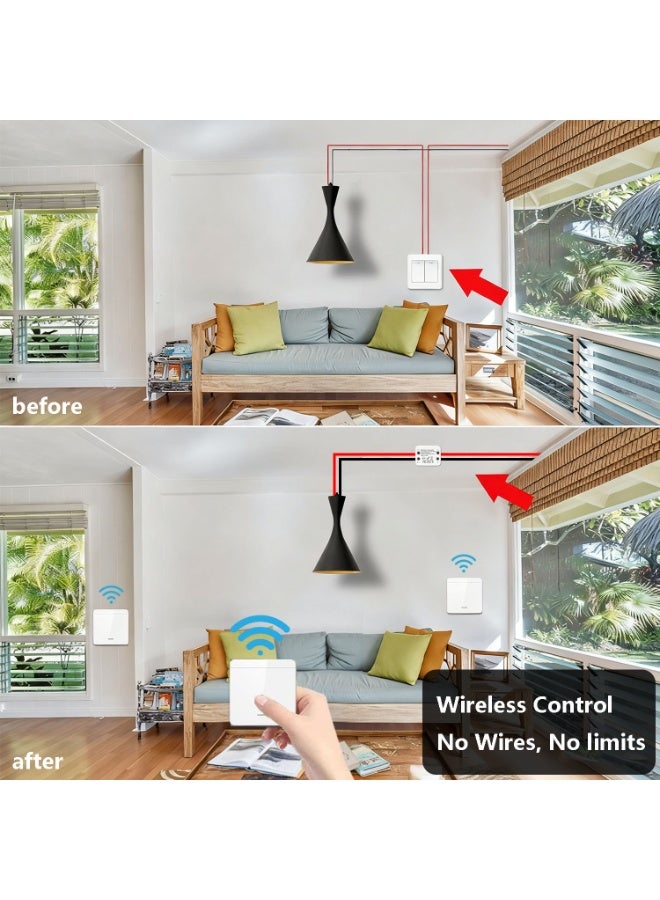 اللاسلكي ضوء مفتاح التحكم عن بعد مجموعة مستقرة إشارة RF433 لا أسلاك مطلوبة لمكتب تجديد المنزل 30m نطاق 10A حمولة CE معتمدة - Image 5