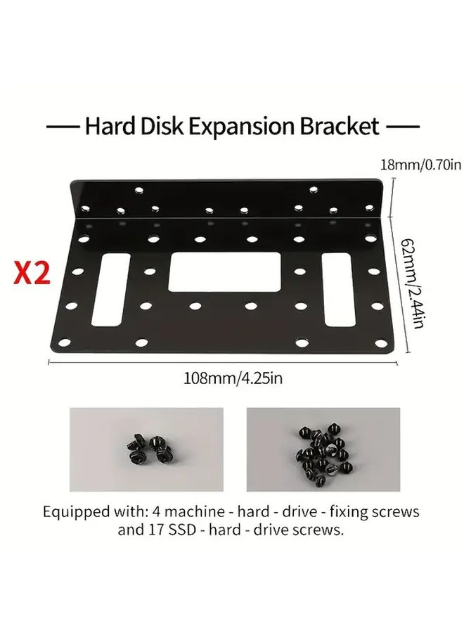 قطعتان من حوامل معدنية لـ SSD و HDD بحجم 2.5 بوصة لتركيبها في فتحة 3.5 بوصة لحواسيب سطح المكتب، مقاومة للصدمات ومتينة. - Image 2