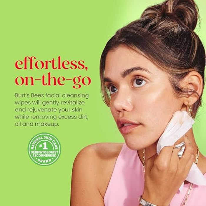 Burt's Bees Burt’s Bees Soothing, Fragrance Free Facial Towelettes for Sensitive Skin, Aloe Vera, 100% Plant Based Cloths; 99% Natural Origin; Removes Makeup, Dirt and Oil; No Rinsing (Pack May Vary) - Image 4