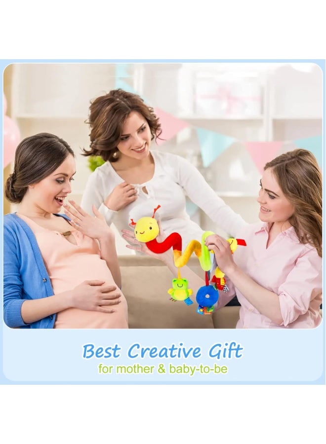 أجريون لعبة نشاط مقعد السيارة الحلزوني وعربة الأطفال - ألعاب حسية للأطفال الرضع ألعاب معلقة ناعمة للأطفال الرضع 0-12 شهر أولاد بنات مقعد سيارة سرير عربة أطفال، مع جرس رنين - Image 5