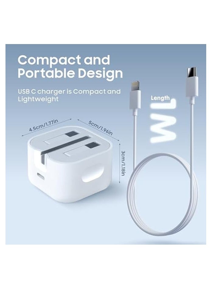 Baytion Fast Charger Plug, 20W USB C Fast Charger with 2M Cable for iPhone 14 13 12 Pro Max/Mini/Plus,Pad Pro,USBC PD Wall Charging Plug UK Type C Power Adapter and 6FT Cord - Image 4