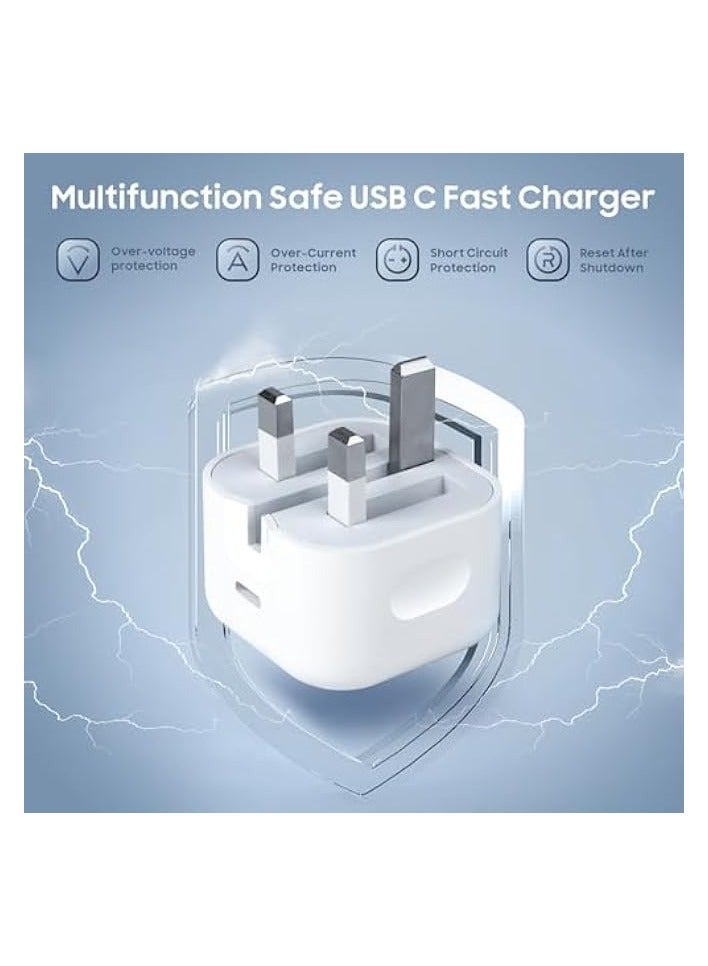Baytion Fast Charger Plug, 20W USB C Fast Charger with 2M Cable for iPhone 14 13 12 Pro Max/Mini/Plus,Pad Pro,USBC PD Wall Charging Plug UK Type C Power Adapter and 6FT Cord - Image 5