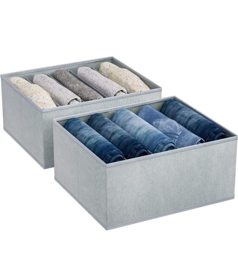 Bags Clothes Drawer Organizer for Jeans Wardrobe Clothes Organizer for Folded Clothes Clothes Storage Organizer for Jeans Sweater Dresses TShirts 2 Grey  - Image 1