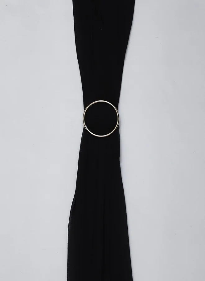 AKS Black Sequinned Fit & Flare Dress for Women